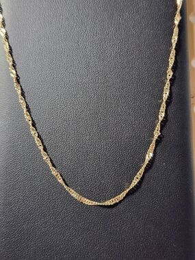 VTG 89' 14K Yellow Gold Diamond Cut Singapore Twist Rope Necklace Adj 16–18”